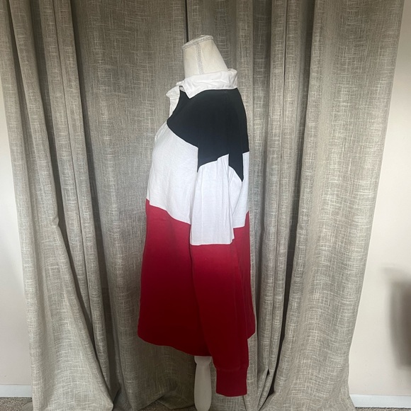 1990S LANDS' END RED, WHITE AND BLUE RUGBY SHIRT Size Medium - Picture 4 of 9